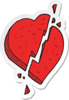 autocollant d'un symbole de coeur brisé de dessin animé png