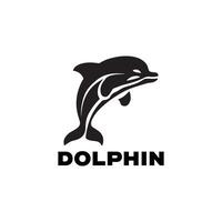Dolphin jumping logo icon illustration on white background design style vector