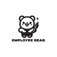 bear employee illustration, logo, icon, silhouette design black and white vector