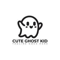 cute ghost kid logo, minimal logo, icon, illustration design vector