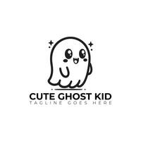 cute ghost kid logo, minimal logo, icon, illustration design vector