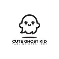 cute ghost kid logo, minimal logo, icon, illustration design vector