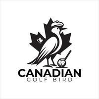 Canadian golf bird logo, icon, minimal logo, silhouette, illustration vector