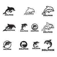 Dolphin jumping logo illustration on white background design style vector