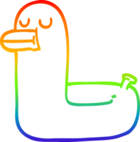 rainbow gradient line drawing of a cartoon yellow ring duck png