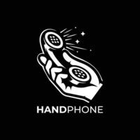 teléfono de mano logo diseño, icono, mínimo logo, negro y blanco color vector