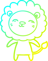 cold gradient line drawing of a cartoon lion png