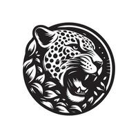 leopardo ilustración diseño negro y blanco color vector