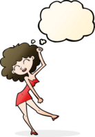 cartoon dancing woman with thought bubble png