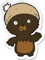 pegatina de un lindo oso de peluche de dibujos animados con sombrero png