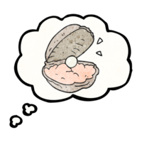 hand drawn thought bubble textured cartoon oyster with pearl png