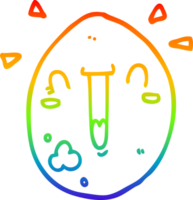 rainbow gradient line drawing of a cartoon happy egg png