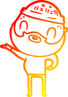warm gradient line drawing of a cartoon bearded man png