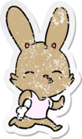 distressed sticker of a cartoon running rabbit png