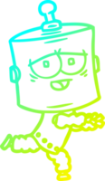 cold gradient line drawing of a cartoon robot png
