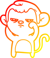 warm gradient line drawing of a cartoon annoyed monkey png