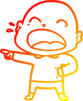 warm gradient line drawing of a cartoon shouting bald man png