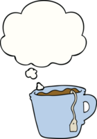 cartoon hot cup of tea with thought bubble png