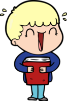 laughing cartoon man holding book png
