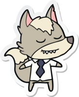 sticker of a friendly cartoon boss wolf png