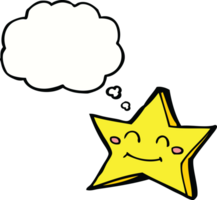 cartoon happy star character with thought bubble png