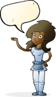 caricatura, bastante, camarera, con, burbuja del discurso png