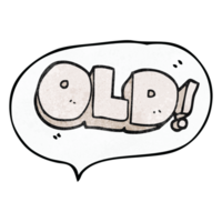 mão discurso bolha texturizado desenho animado palavra velho png