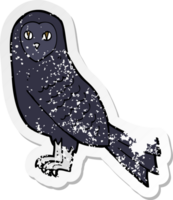 retro distressed sticker of a cartoon owl png