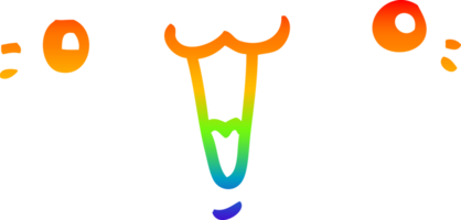 rainbow gradient line drawing of a cute cartoon face png