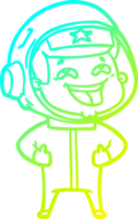 cold gradient line drawing of a cartoon laughing astronaut png