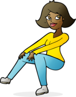 cartoon happy woman sitting png