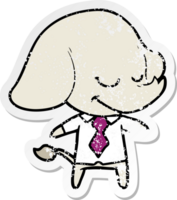 distressed sticker of a cartoon smiling elephant manager png