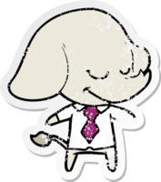 verontruste sticker van een cartoon lachende olifant manager png