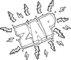 Hand gezeichnet schwarz und Weiß Karikatur zap Symbol png