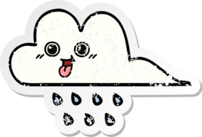 distressed sticker of a cute cartoon rain cloud png