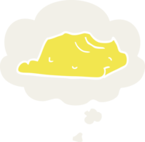 cartoon butter with thought bubble in retro style png