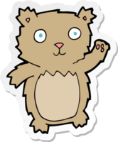 sticker of a cartoon waving teddy bear png