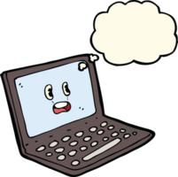 computadora portátil de dibujos animados con burbuja de pensamiento png