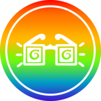 X rayo especificaciones circular icono con arco iris degradado terminar png