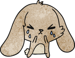 mano dibujado texturizado dibujos animados de linda kawaii triste conejito png