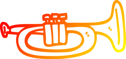 warm gradient line drawing of a cartoon trumpet png