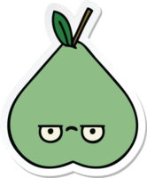 sticker of a cute cartoon green pear png