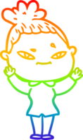 rainbow gradient line drawing of a cartoon woman png