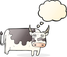 vaca de desenho animado com balão de pensamento png