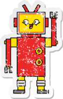 distressed sticker of a cute cartoon robot png