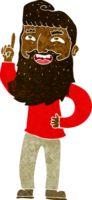 cartoon happy bearded man with idea png