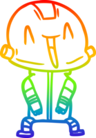 rainbow gradient line drawing of a cartoon robot png