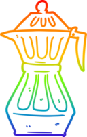 rainbow gradient line drawing of a cartoon espresso pot png