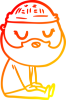 warm gradient line drawing of a cartoon man with beard png
