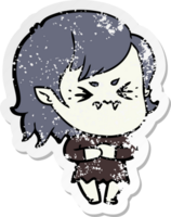 distressed sticker of a annoyed cartoon vampire girl png